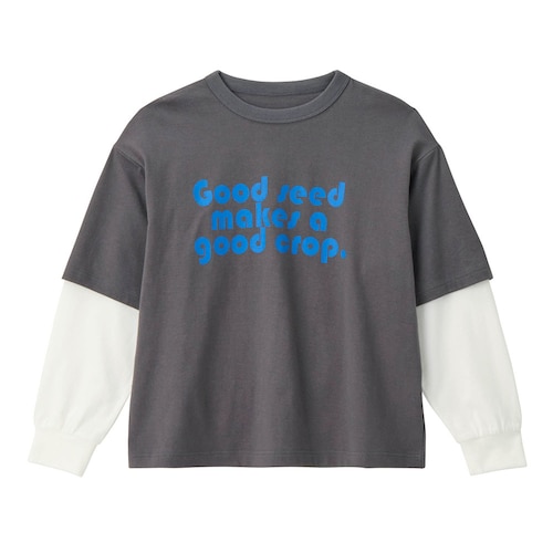 レイヤード風袖リブロングTシャツ 【子供服 長袖】