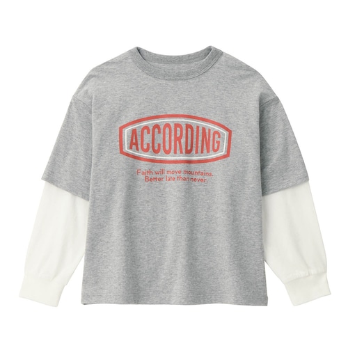 レイヤード風袖リブロングTシャツ 【子供服 長袖】