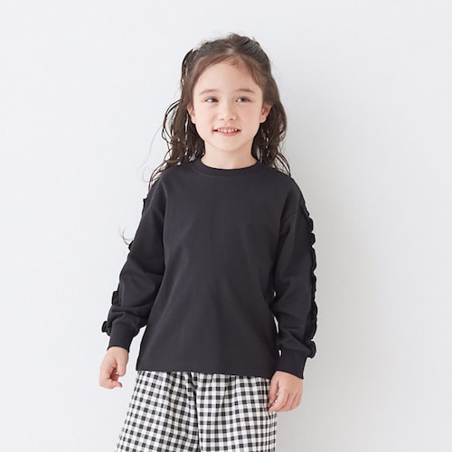 袖ギャザーフリルゆる長袖Ｔシャツ 【子供服】