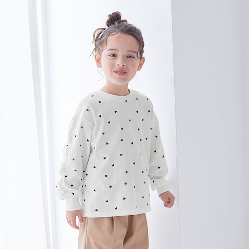 袖ギャザーフリルゆる長袖Ｔシャツ 【子供服】
