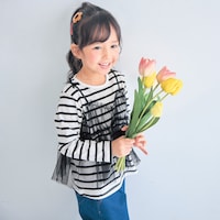 ブラックボーダー×ブラック／モデル身長108.5cm・サイズ110