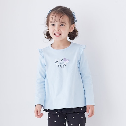 肩プチフリルプリントA ラインT シャツ 【子供服 長袖】