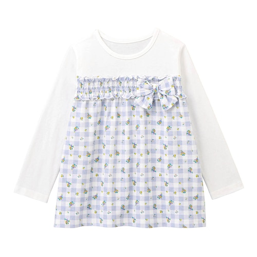 リボンデザイン切替えフレアチュニック 【子供服 長袖】