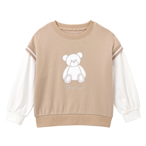 くまアップリケベストドッキングプルオーバー 【子供服 長袖】