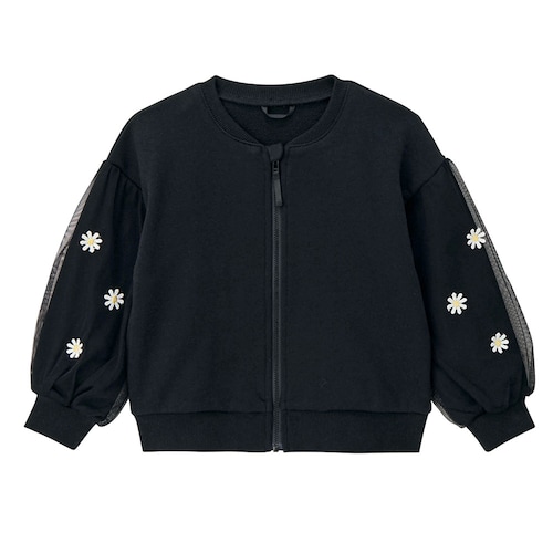 花レース袖チュール重ね裏毛ブルゾン 【子供服 長袖】