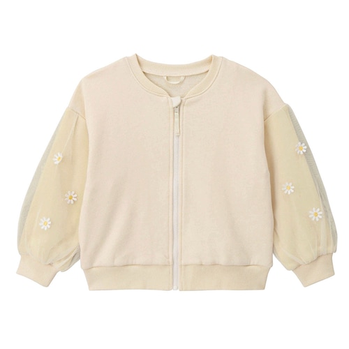 花レース袖チュール重ね裏毛ブルゾン 【子供服 長袖】