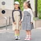 レイヤード風リボン付き総柄ベアワンピース 【子供服 長袖】