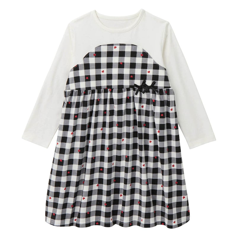 オフホワイト×ブラックギンガムハート