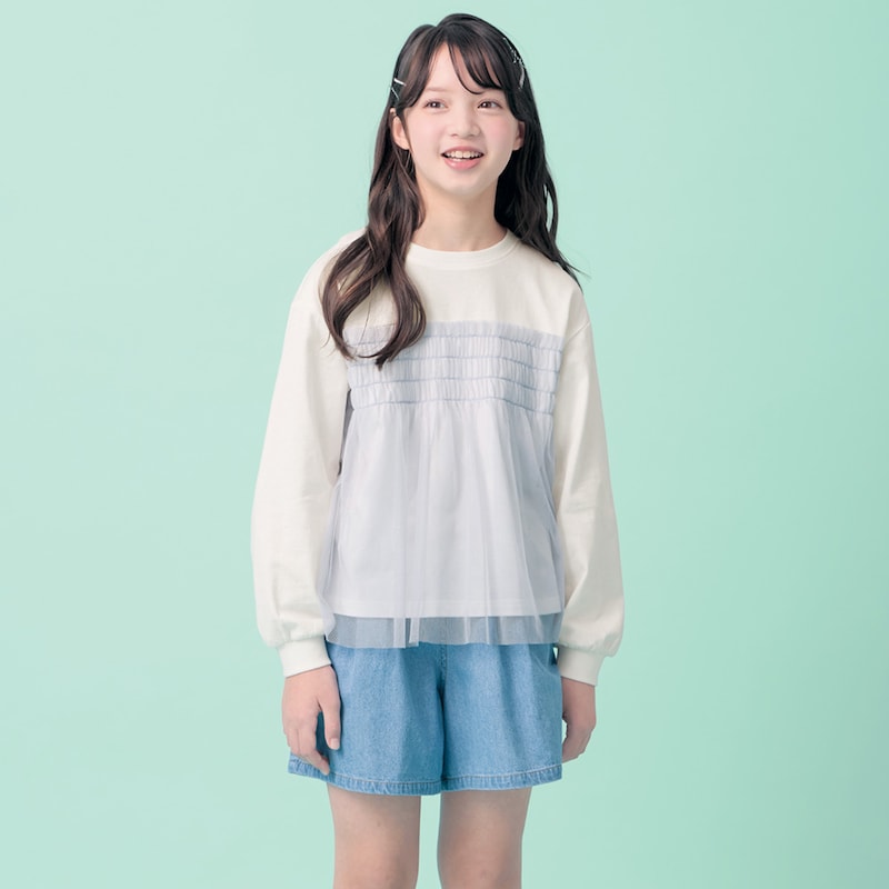 ライトブルー／モデル身長138.8cm・サイズ140