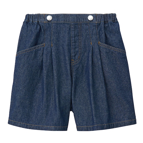 ボタンデザインライトオンスデニムキュロットパンツ 【子供ズボン】