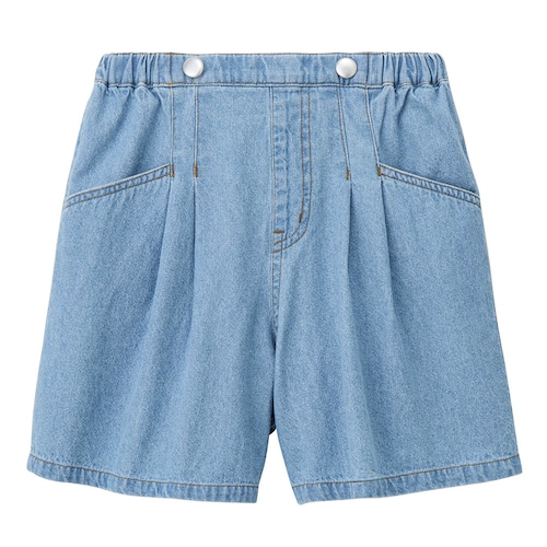 ボタンデザインライトオンスデニムキュロットパンツ 【子供ズボン】