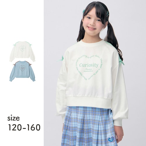 肩リボンハートロゴライトスウェットショートプルオーバー