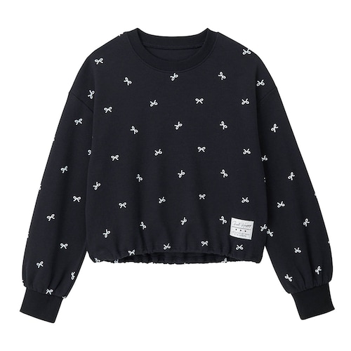 裾ドロストデザインリボン柄プルオーバー 【子供服 長袖】