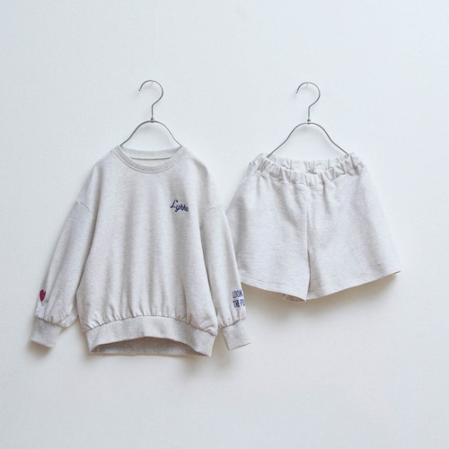 すぐおしゃれハートロゴプルオーバー＆キュロットセットアップ 【子供服】