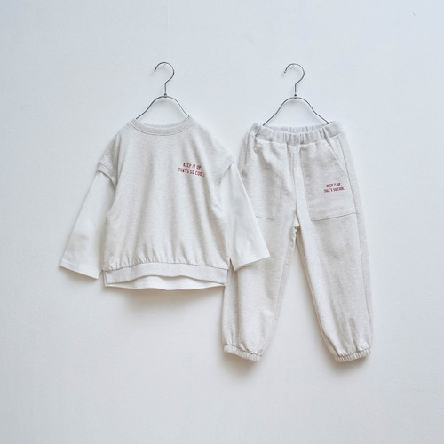 すぐおしゃれベストレイヤードトップス＆ロングパンツセットアップ 【子供服】