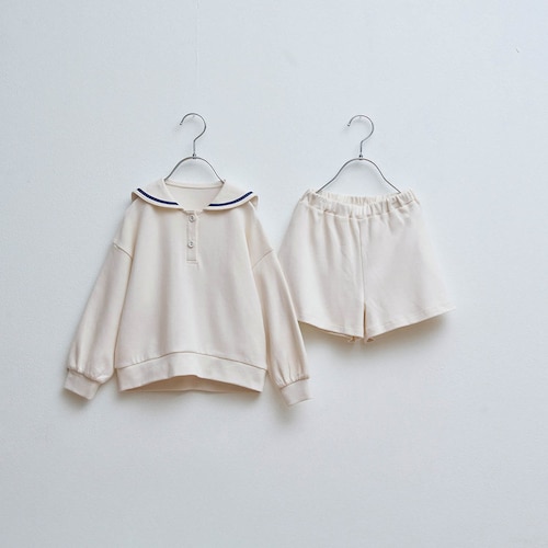 すぐおしゃれセーラーカラープルオーバー＆キュロットセットアップ 【子供服】