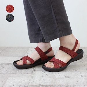 【リゲッタカヌー/RegettaCanoe】和柄風クロスバックストラップミュール[日本製]