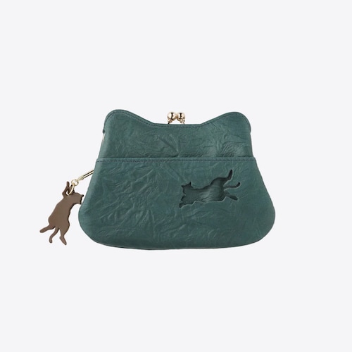 【新色追加】 「保護ネコに寄付できる」猫型の本革がま口ミニウォレット［日本製］