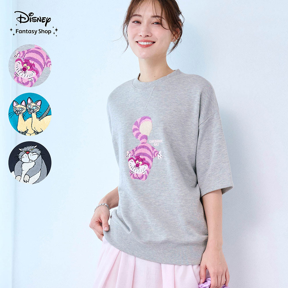 ユニセックスサガラ刺繍半袖ミニ裏毛プルオーバー(選べるキャラクター)(ディズニー/Disney) ユニセックスサガラ刺繍半袖ミニ裏毛プルオーバー(選べるキャラクター)(ディズニー/Disney)