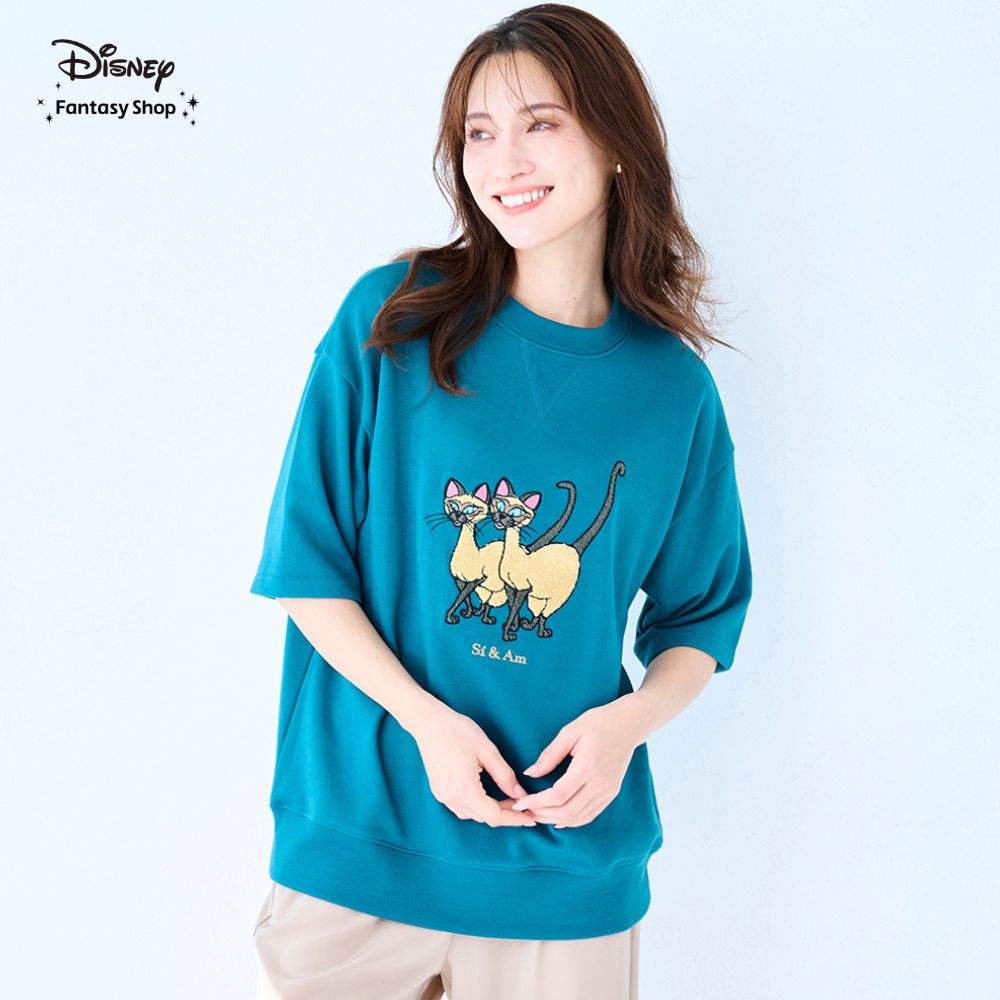 【ディズニー/Disney】ユニセックスサガラ刺繍半袖ミニ裏毛プルオーバー(選べるキャラクター)