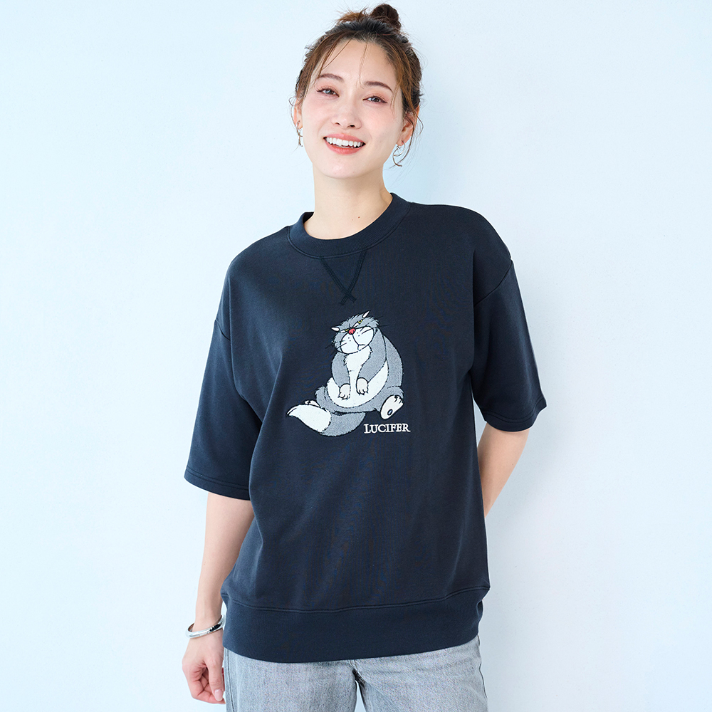 ユニセックスサガラ刺繍半袖ミニ裏毛プルオーバー(選べるキャラクター)(ディズニー/Disney) ユニセックスサガラ刺繍半袖ミニ裏毛プルオーバー(選べるキャラクター)(ディズニー/Disney)