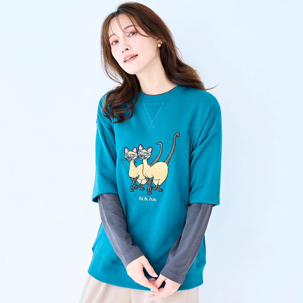 ユニセックスサガラ刺繍半袖ミニ裏毛プルオーバー(選べるキャラクター)(ディズニー/Disney) ユニセックスサガラ刺繍半袖ミニ裏毛プルオーバー(選べるキャラクター)(ディズニー/Disney)