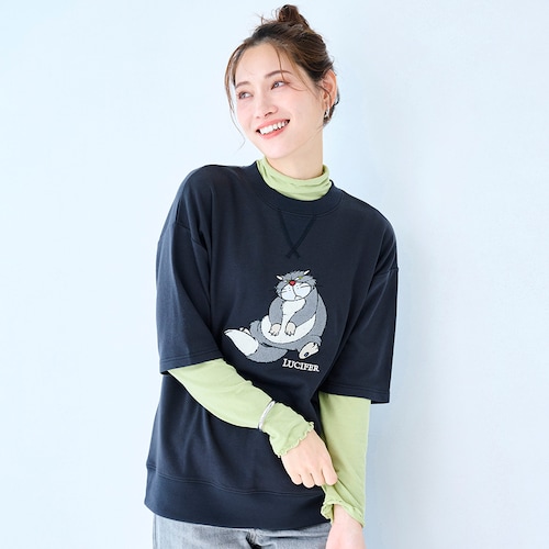 ユニセックスサガラ刺繍半袖ミニ裏毛プルオーバー（選べるキャラクター）