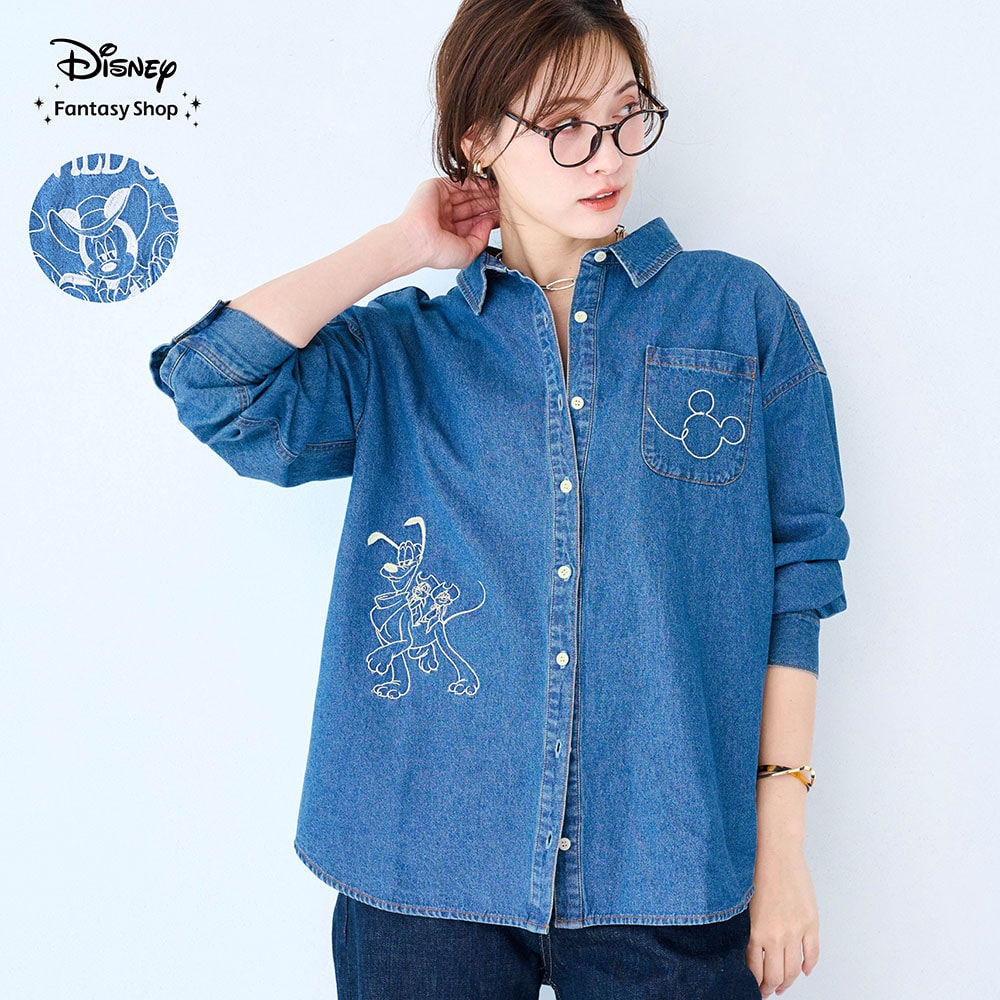 刺しゅうデニムシャツ「ミッキー＆フレンズ」(ディズニー/Disney