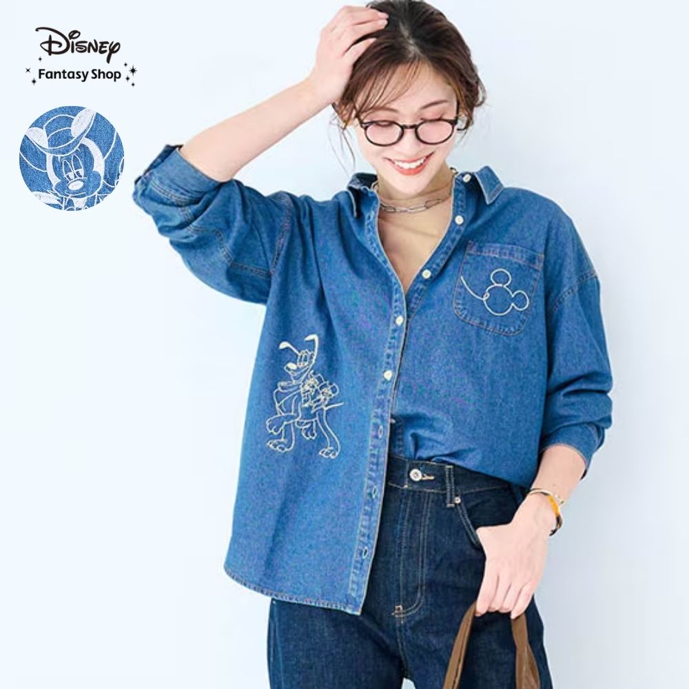 【ディズニー/Disney】刺しゅうデニムシャツ「ミッキー & フレンズ」