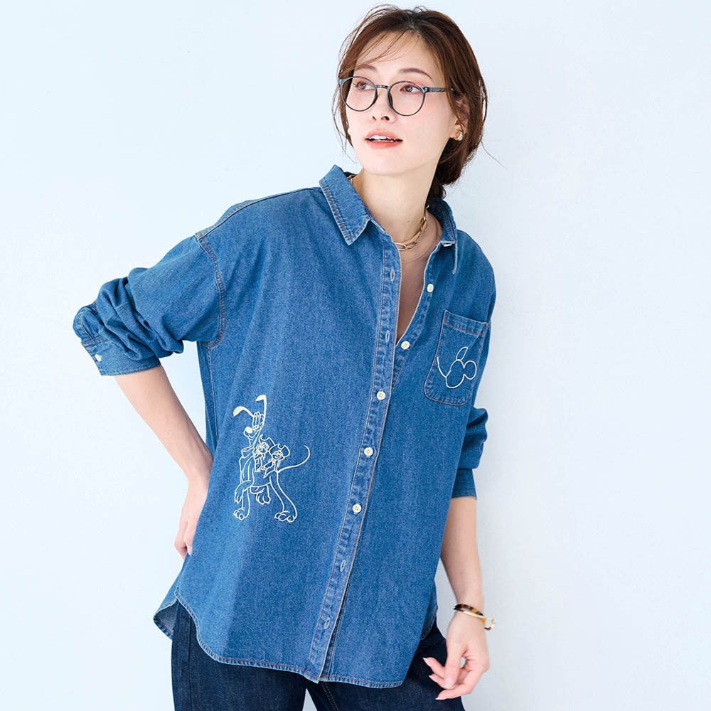 刺しゅうデニムシャツ「ミッキー＆フレンズ」(ディズニー/Disney