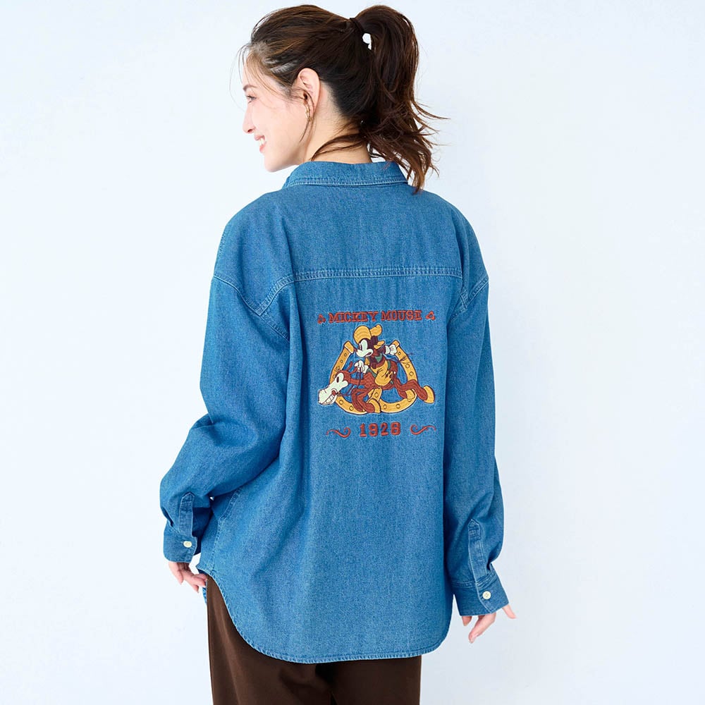 ベルメゾン　ユニセックスデニム風シャツ「ミッキーマウス」 ユニセックスデニムシャツ「ミッキーマウス」(ディズニー/Disney