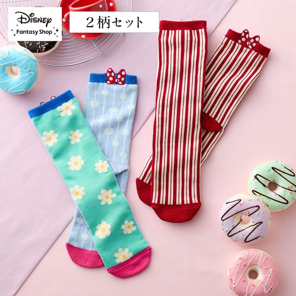 【ディズニー/Disney】ソックス2柄セット「ミニーマウス」