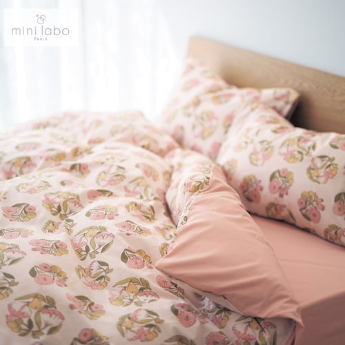 綿素材を使った掛け布団カバー／春のブーケ 「ミニラボ」