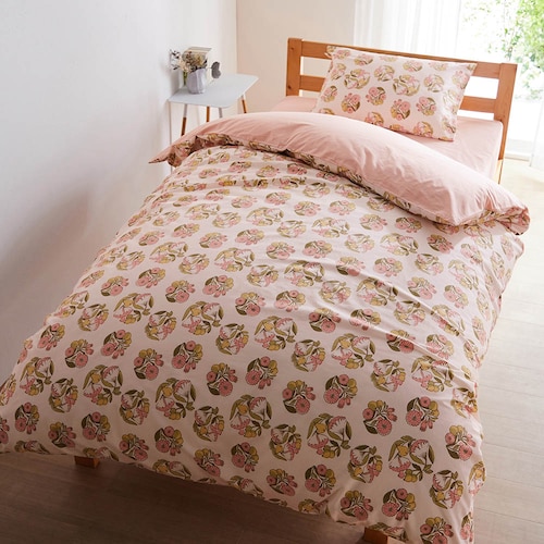 綿素材を使った掛け布団カバー／春のブーケ 「ミニラボ」