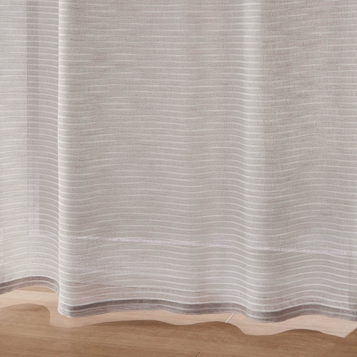 【お買い得な既製サイズ】 ざっくりとしたリネン調生地のボーダーフラットカーテン ＜2枚組＞