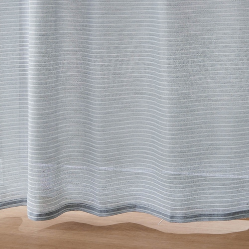 【お買い得な既製サイズ】 ざっくりとしたリネン調生地のボーダーフラットカーテン ＜2枚組＞