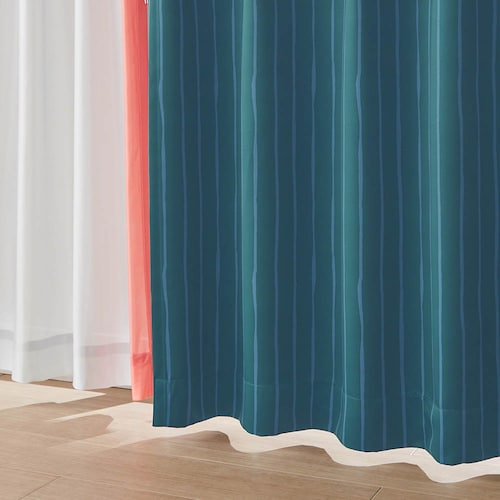 【カーテンセット】 北欧スタイルの遮光カーテン&UVカット・遮熱・遮像レースカーテンセット ＜4枚組＞