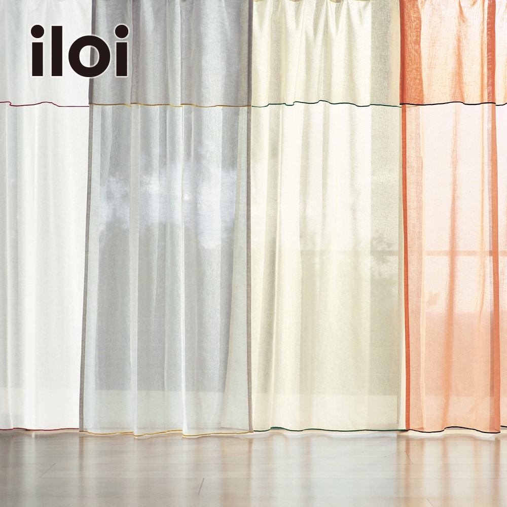 74サイズ】 ぽんぽんデザインのUVカット・遮熱・遮像ボイルカーテン