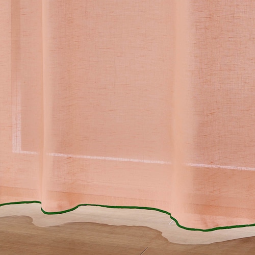 【お買い得な既製サイズ】 北欧スタイルのラップパイピングフラットカーテン ＜2枚組＞