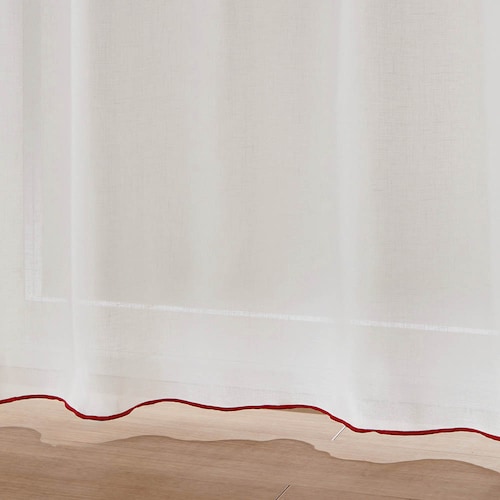 【お買い得な既製サイズ】 北欧スタイルのラップパイピングフラットカーテン ＜2枚組＞