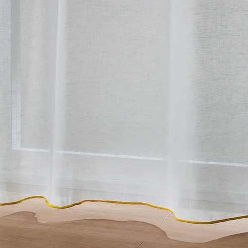 【お買い得な既製サイズ】 北欧スタイルのラップパイピングフラットカーテン ＜2枚組＞