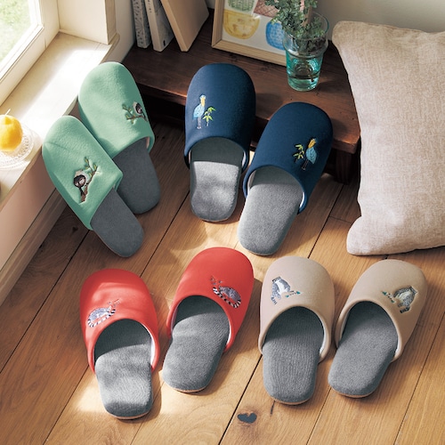 アニマル刺繍スリッパ