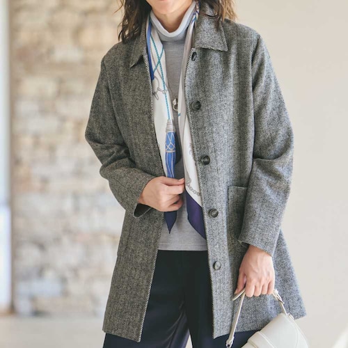 ヘリンボーン柄ロングジャケット