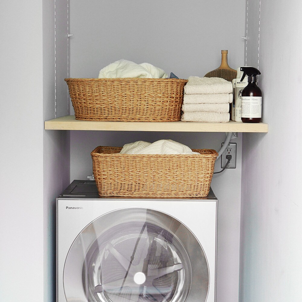 【ユティル/UTILE】天然素材のようなラタン調 脱衣かご 【水に強い樹脂製】