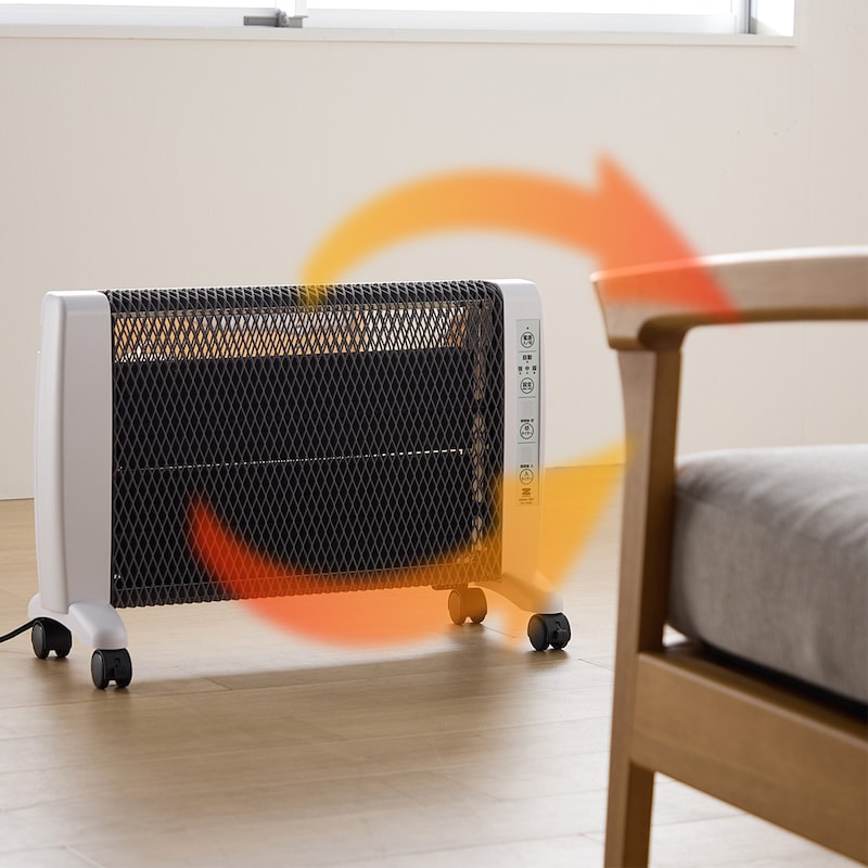 上部パネルからの熱の対流と、前面パネルからの輻射熱とのダブル効果