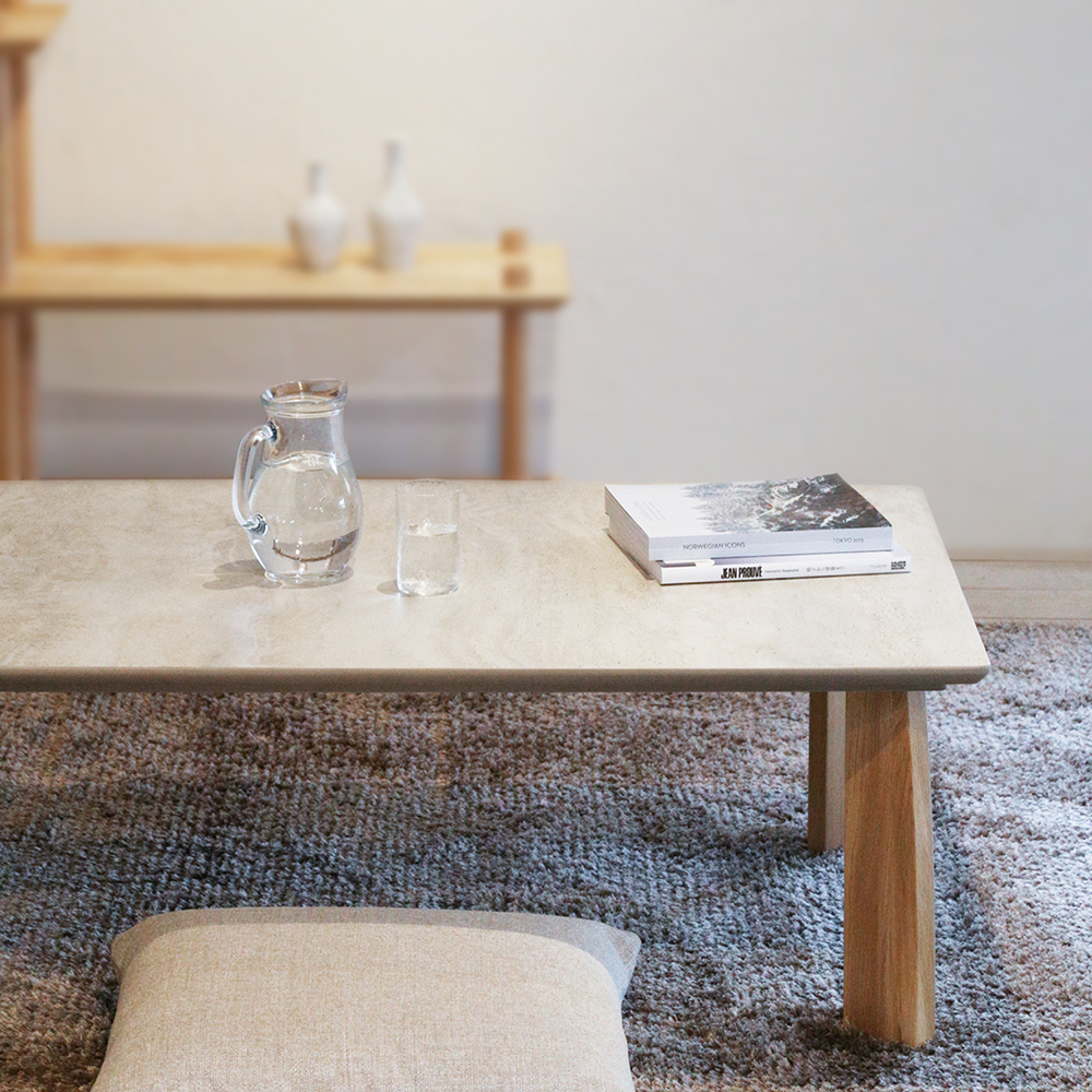 【ベルメゾン】天然木脚が美しい大理石調のメラミン天板のこたつテーブル 【ベルメゾン】天然木脚が美しい大理石調のメラミン天板のこたつテーブル