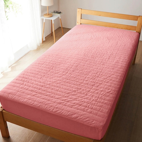 洗いをかけた綿素材のボックスシーツ敷きパッド