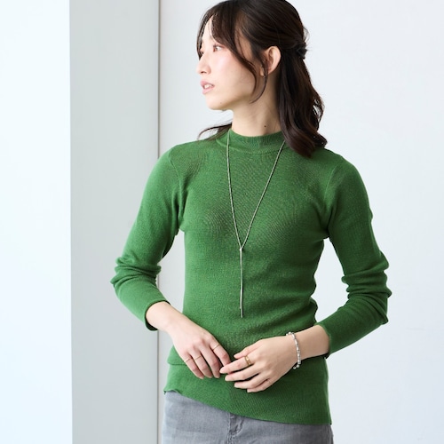 綿ニットハイネックプルオーバー