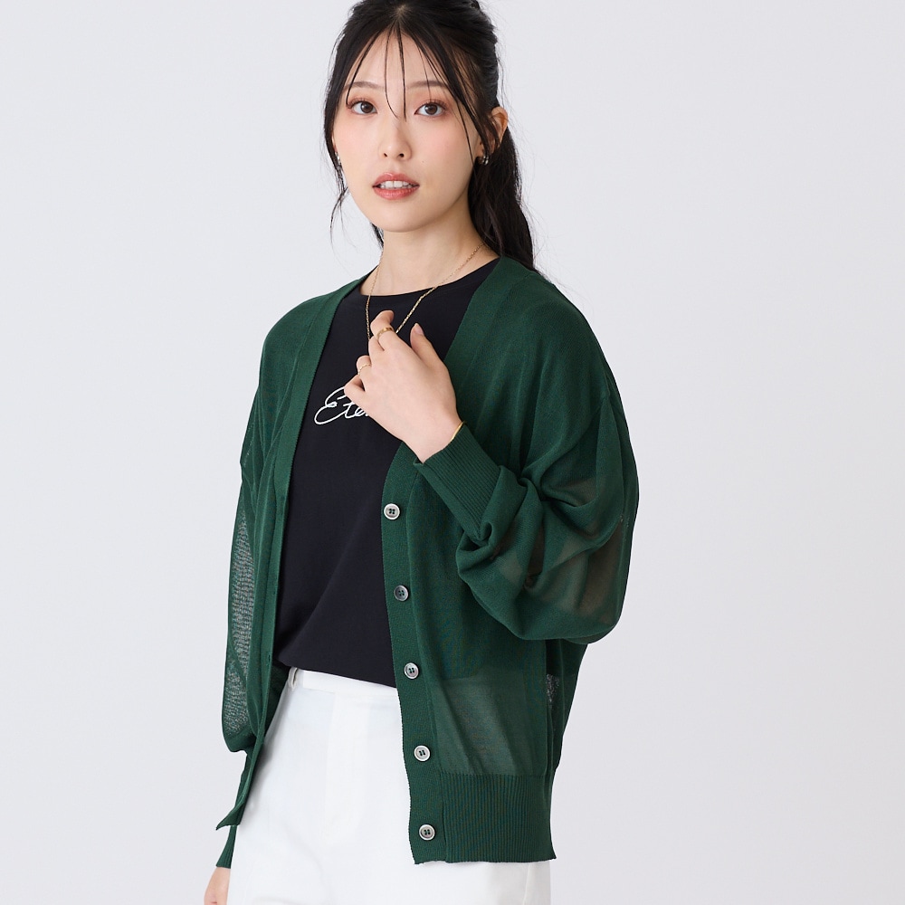 Vネックシアーカーディガン｜通販のベルメゾンネット