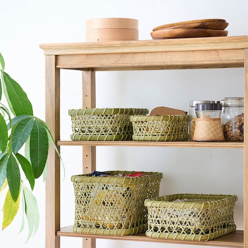 洗える竹編み風収納かご